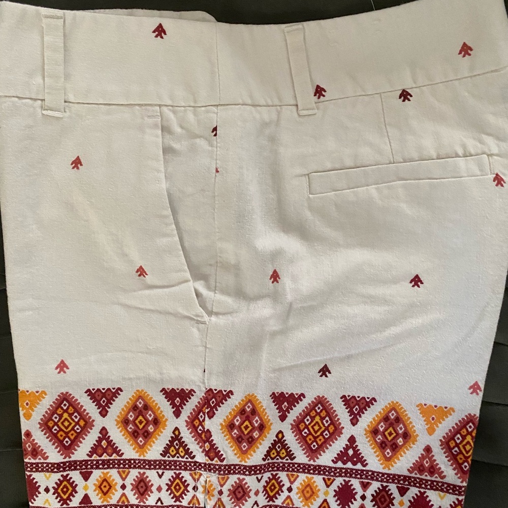 LOFT High Waist White and Orange Shorts - Picture 10 of 11